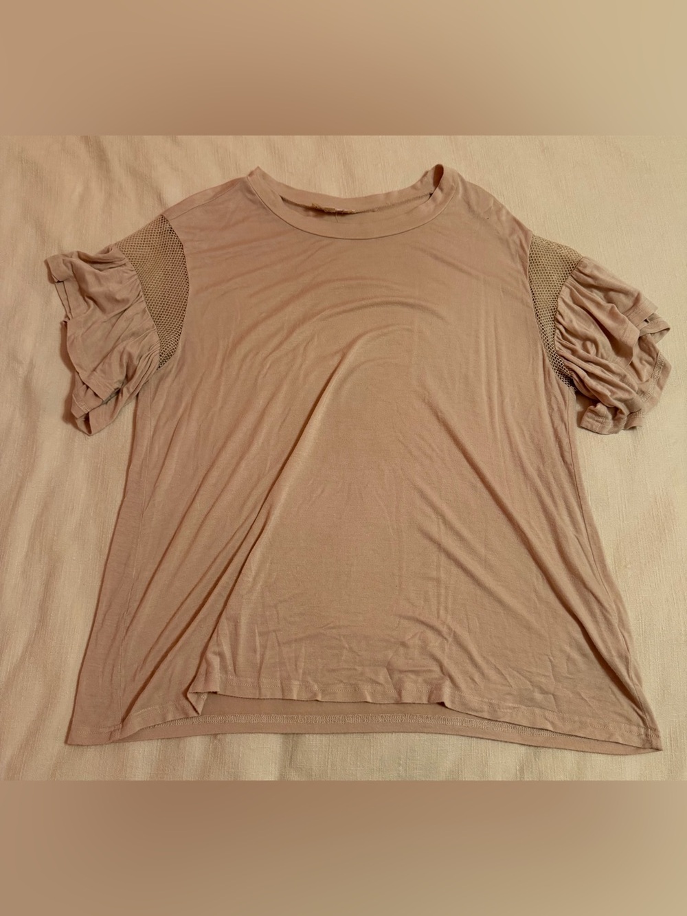 Listicle Light Cream/Beige Ruffle Sleeve Tee